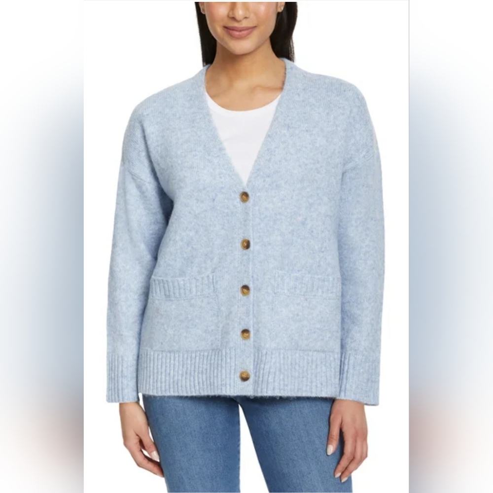 Ella Moss Ladies' Button Front Women's Light Blue Cardigan Sweater